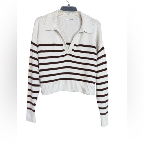 Reformation Francesco Rugby Collar Cropped Organic Cotton Sweater S - Picture 8 of 15